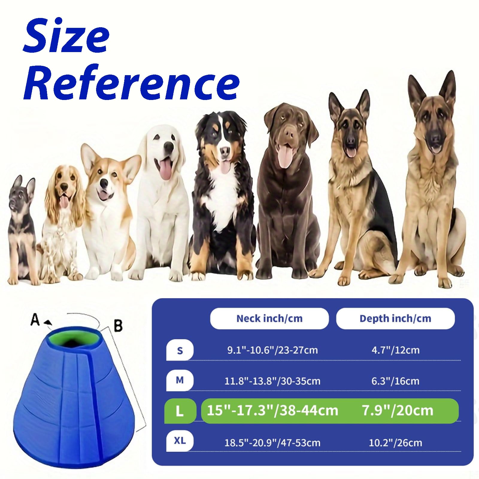 Soft Dog Cone Collar for Dogs After Surgery Adjustable Breathable Recovery Collar Pet Protective Neck Cone for Medium Puppy Stop Licking Wounds (Blue-Green - Image 2
