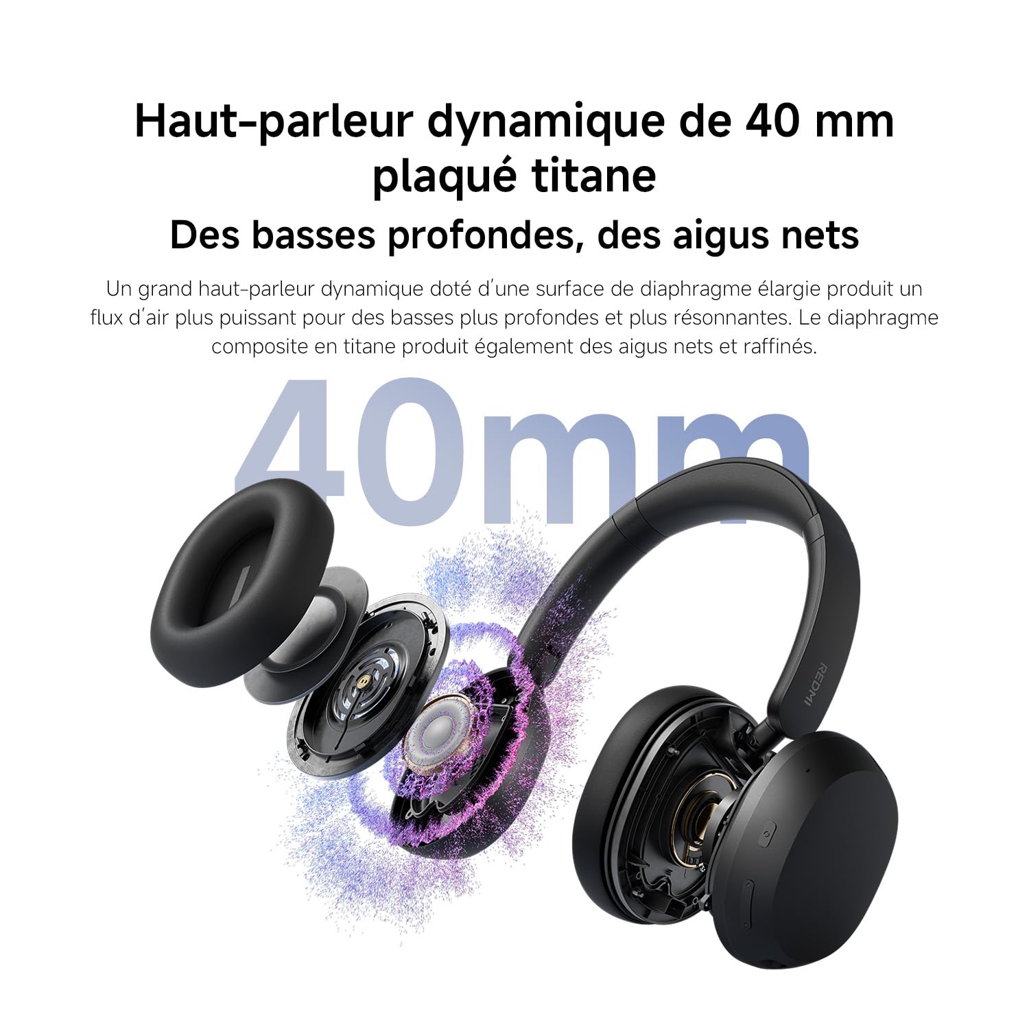 XIAOMI Redmi Headphones Neo, Casque Bluetooth Circum-auriculaire, ANC adaptative 42 DB, Bluetooth 5.4, autonomie 72 h, Audio Filaire Hi-Res, Basses puissantes, appels IA à 3 micros, Fast Pair, Noir