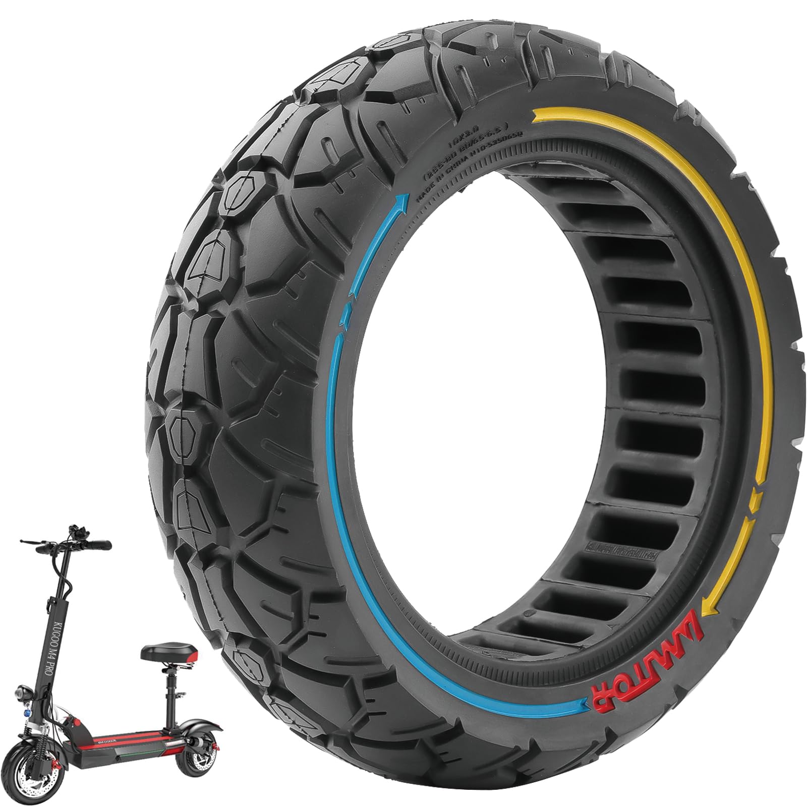 10 x 3 Pneu Plein 255 x 80 80/65-6,5 Pneus de Remplacement La Largeur de La Fente est de 53,5 mm, Convient aux Roues d'Une Largeur de 51-54 mm pour Trottinette électrique