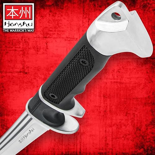 Miniatura 4 de HONSHU Sub-Hilt Wakizashi - Espada y funda  Hoja de acero de alto carbono 1060  Mango TPR y protector de acero al carbono  Funda de madera