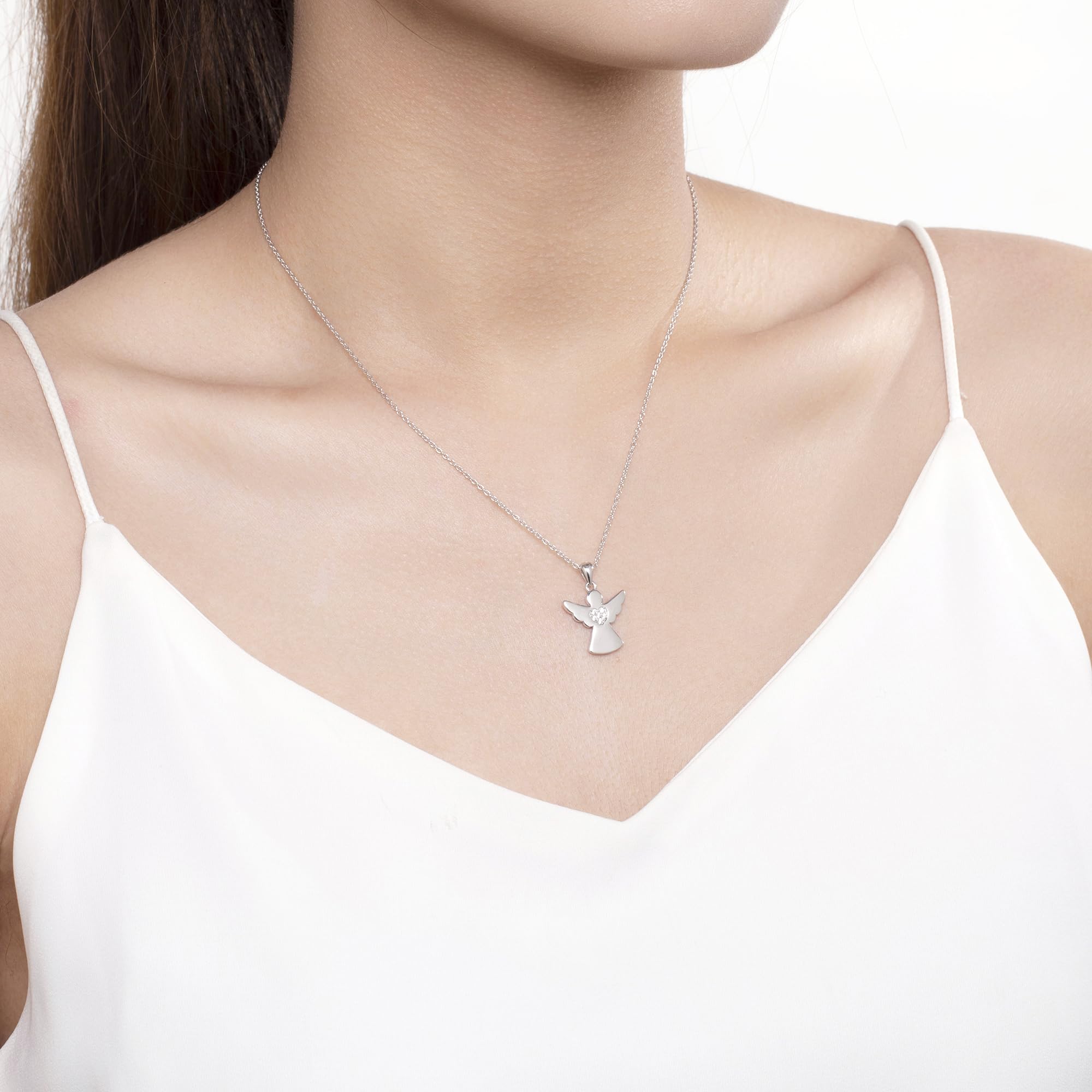Jrêveinfini Schutzengel Halskette Damen 925 Silber mit Anhänger, Engel Schmuck Glücksbringer für Frauen mit Geschenkbox, Geschenk zu Weihnachten, Valentinstag, Muttertag & Geburtstag