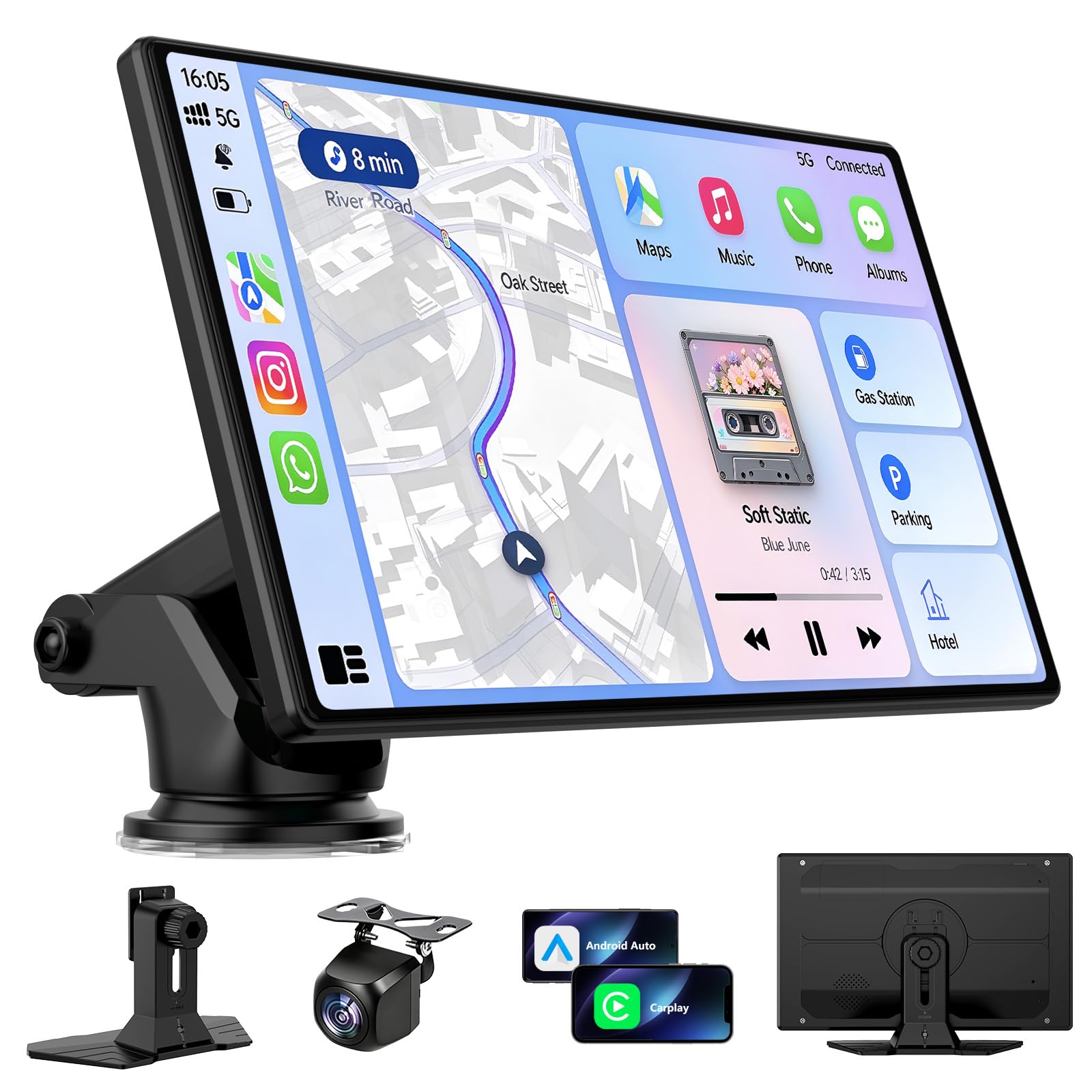 9" Wireless Carplay Screen for Car with OTA Update, Backup Camera
