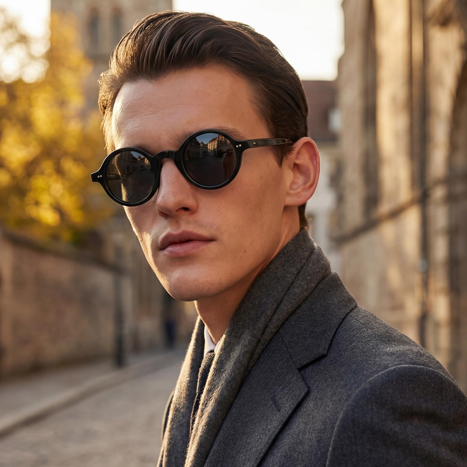 CARFIA Polarisierte Sonnenbrille für Herren - Vintage Party Look mit runder Acetate Rahmen, einteilige Nasenauflage & Hoher UV Schutz CA2501