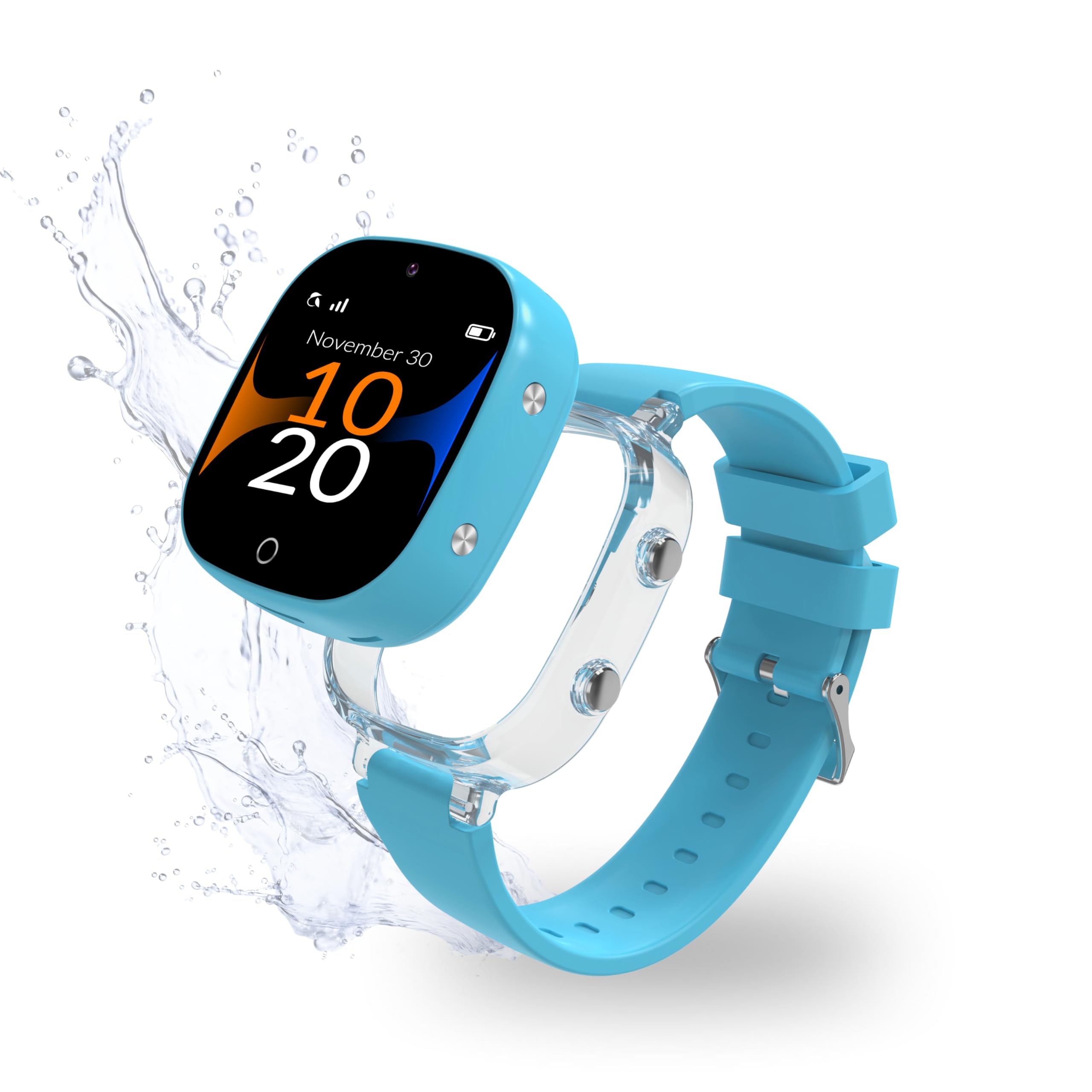 Robin K2 + SIM preactivada · Smartwatch niños con gps y llamadas · Sin Juegos, Ni Redes Sociales · Llamadas Seguras, Chat, SOS, Modo Clase, Pasos, App Familiar Robin + control parental (Con SIM, Azul)