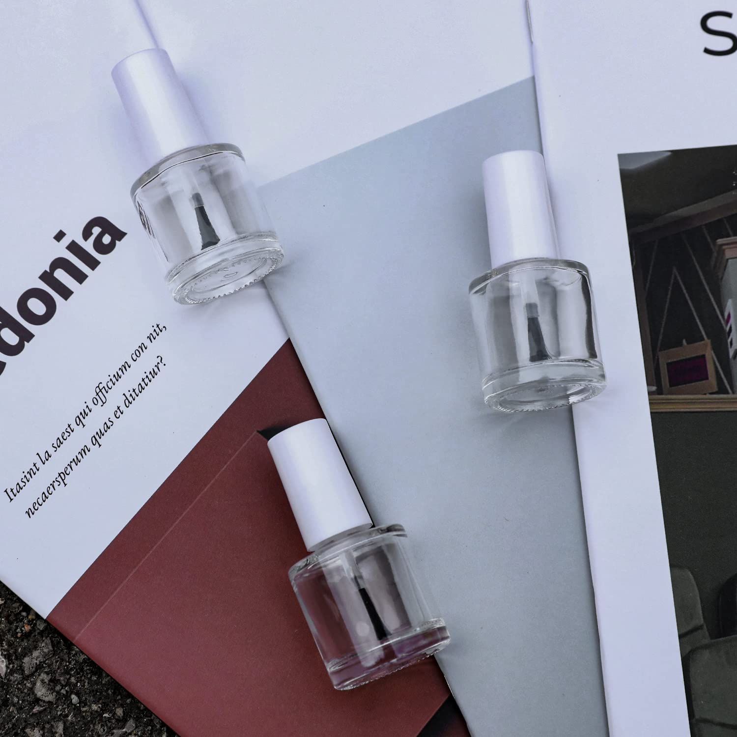 Agidea Nagellackflaschen 50ml Mit Pinsel - 6 Stück Glasflaschen Für Nagelhautöl & DIY