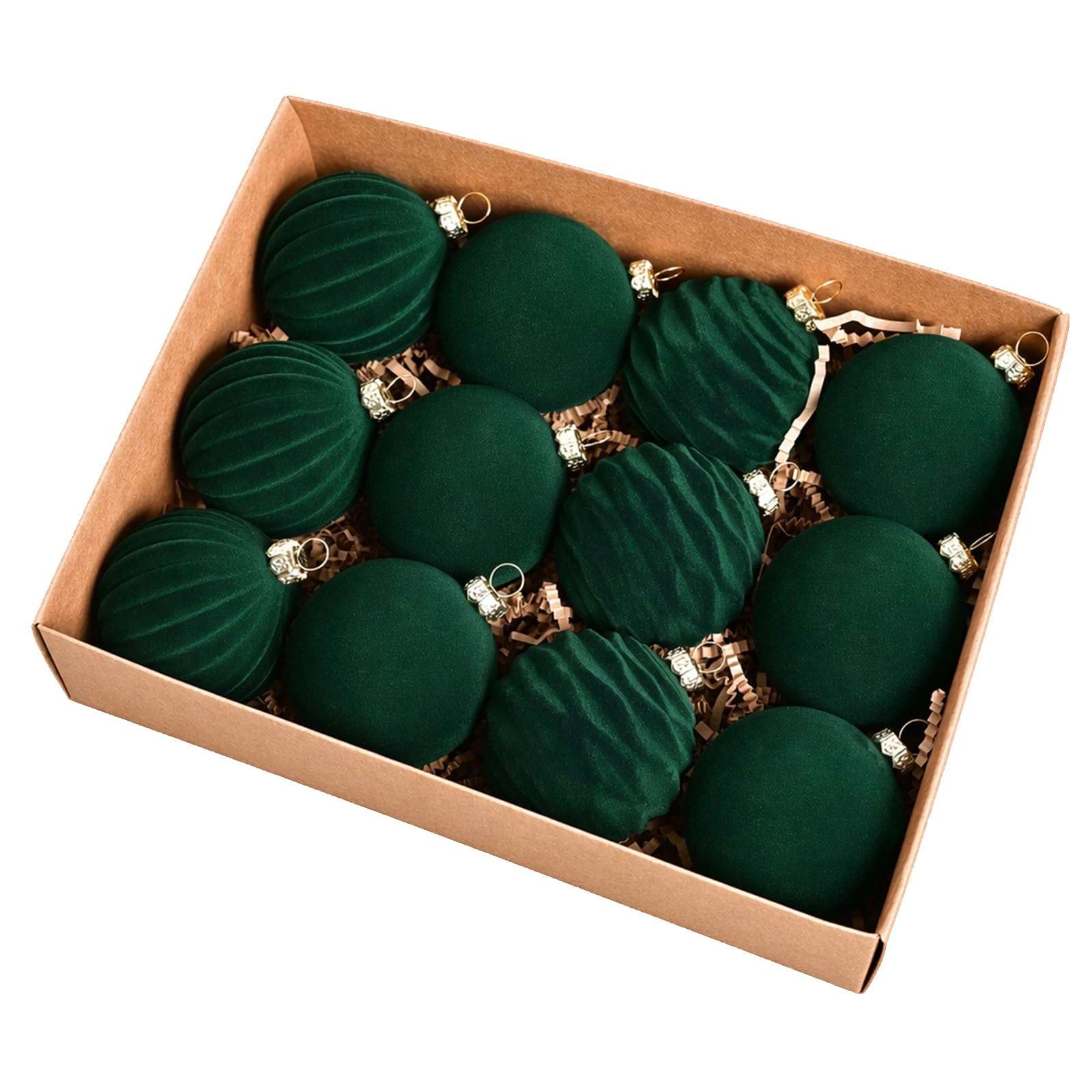 12 Pcs 6cm Velvet Christmas Baubles with Hanging Strings Christmas