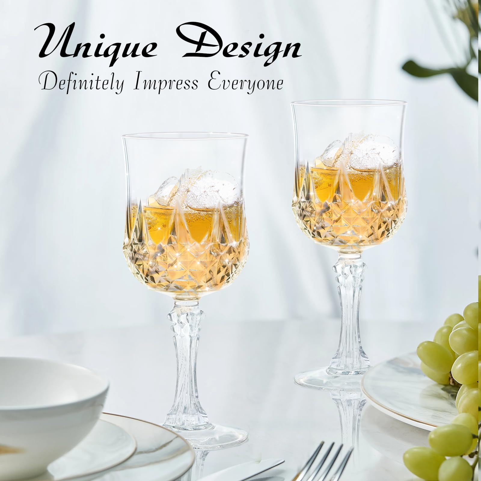 Weingläser aus Kunststoff, transparent, für Hochzeitsempfang, Trinkgläser für Partys, Valentinstag, Geburtstage, Weiß, 12 Stück