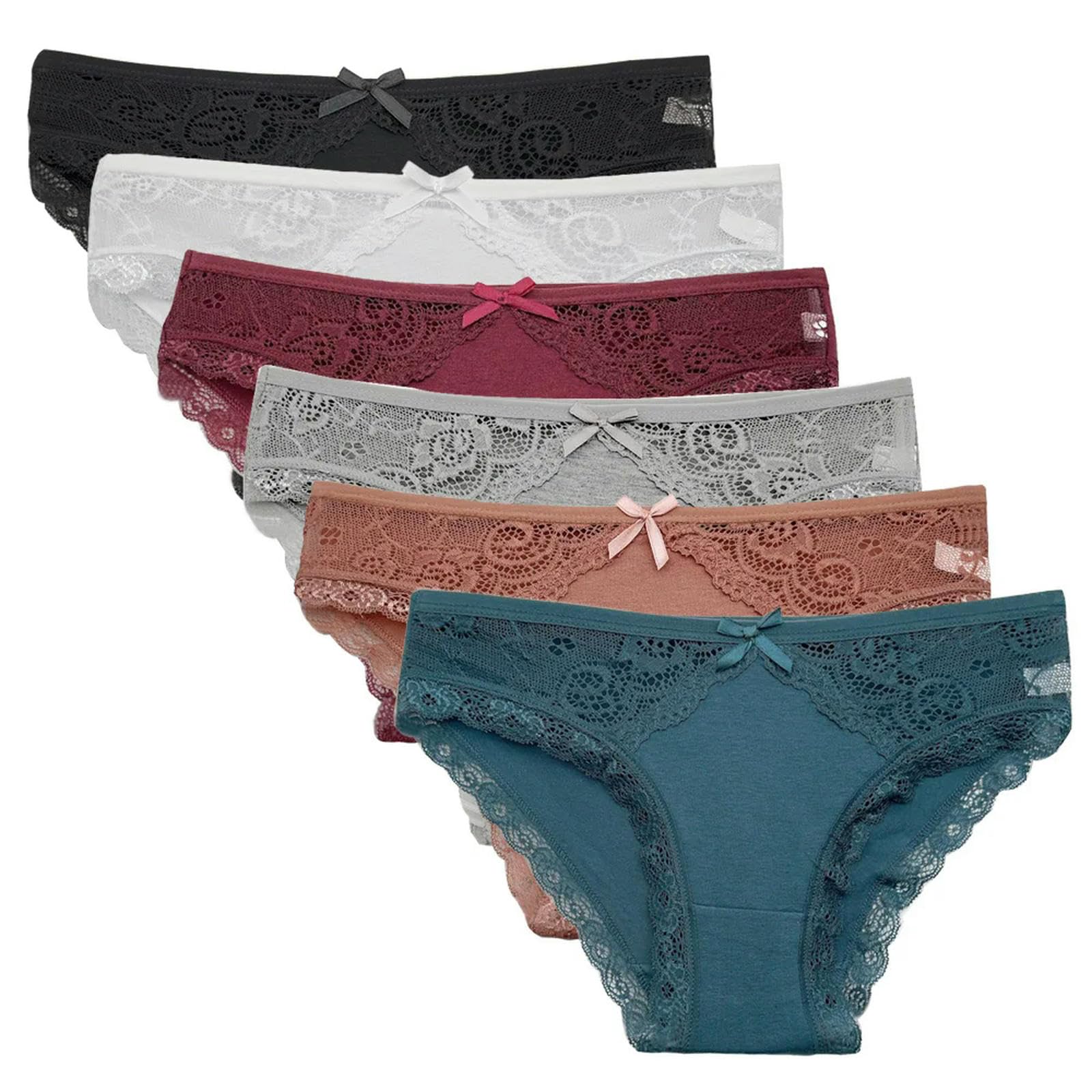 Bielizna damska, 5 sztuk Zestaw Sexy Low Rise Underwear miękkie majtki koronkowe przezroczyste damskie bawełniane majtki damskie r005-m(40-50kg)
