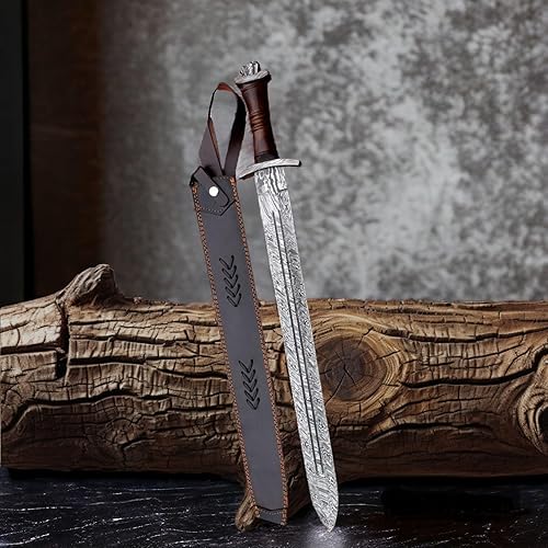 Espada de acero de Damasco forjada a mano personalizada Espada de daga suiza Viking Gladius Espada de doble filo Espada de Gladiador de sangre