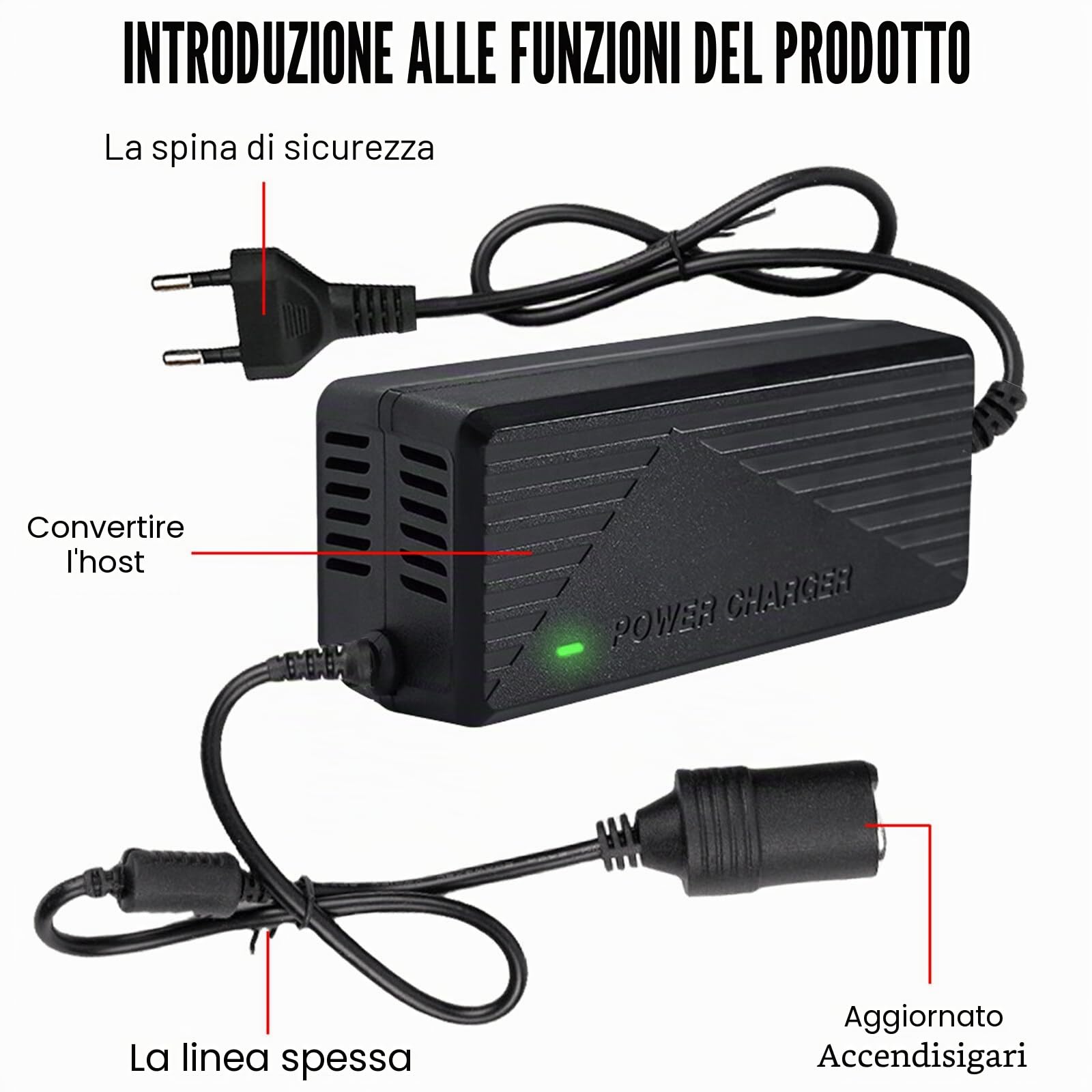 Adattatore di alimentazione auto 220V a 12V 10A 120W convertitore tensione accendisigari inverter