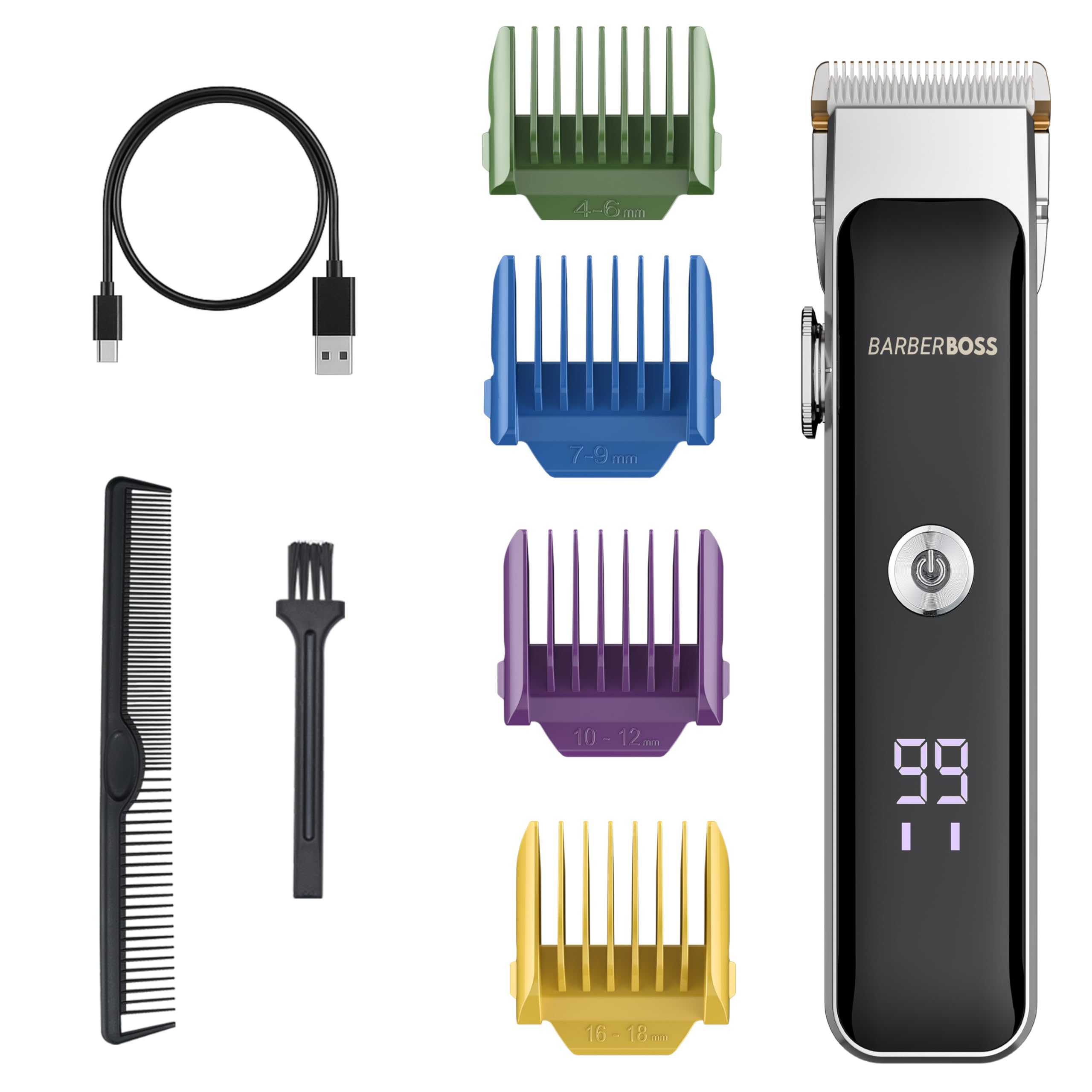 BarberBoss Men’s Facial & Beard Trimmer, Compact Hair Clipper with Adjustable Dial, Dual Speed Control, Men’s Beard Grooming Tool, Hair Groomer Men