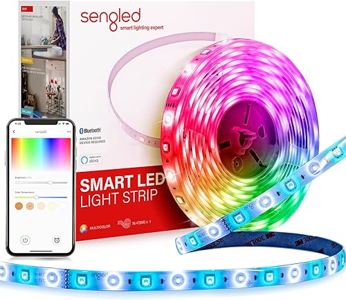 Sengled - Tira de luz LED multicolor inteligente de malla Bluetooth, 16.4 pies, funciona con Amazon Echo y Alexa, alto brillo con 16 millones de