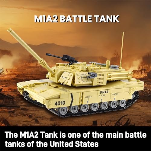 Miniatura 2 de US M1A2 tanque de batalla principal bloques de construcción militares ladrillos WW2 tanque del ejército modelo kits regalos para adultos (1053