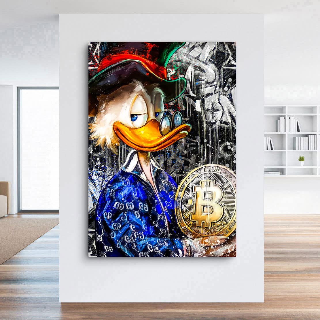 Kunstgestalten24 Leinwandbild Dagobert Bitcoin Wandbild Kunstdruck Raum- u. Wanddekoration Übergrößen
