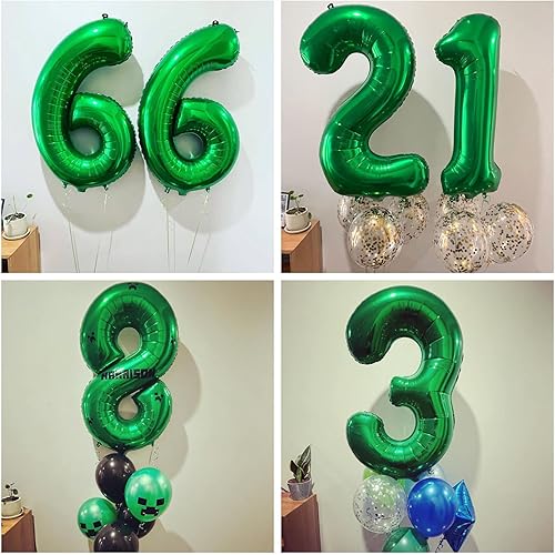 Miniatura 3 de Globos de color verde oscuro con el número 13 de 40 pulgadas, globos de helio de aluminio gigantes de 13 números para fiesta de cumpleaños de 13