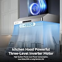 Vista 6 de AAOBOSI Range Hood 30 inch Under Cabinet,800-CFM Gesture Sensing/Touch Control/Motor Upgrade Low Noise,3 Speed Range Hood with LED Lights Exhaust
