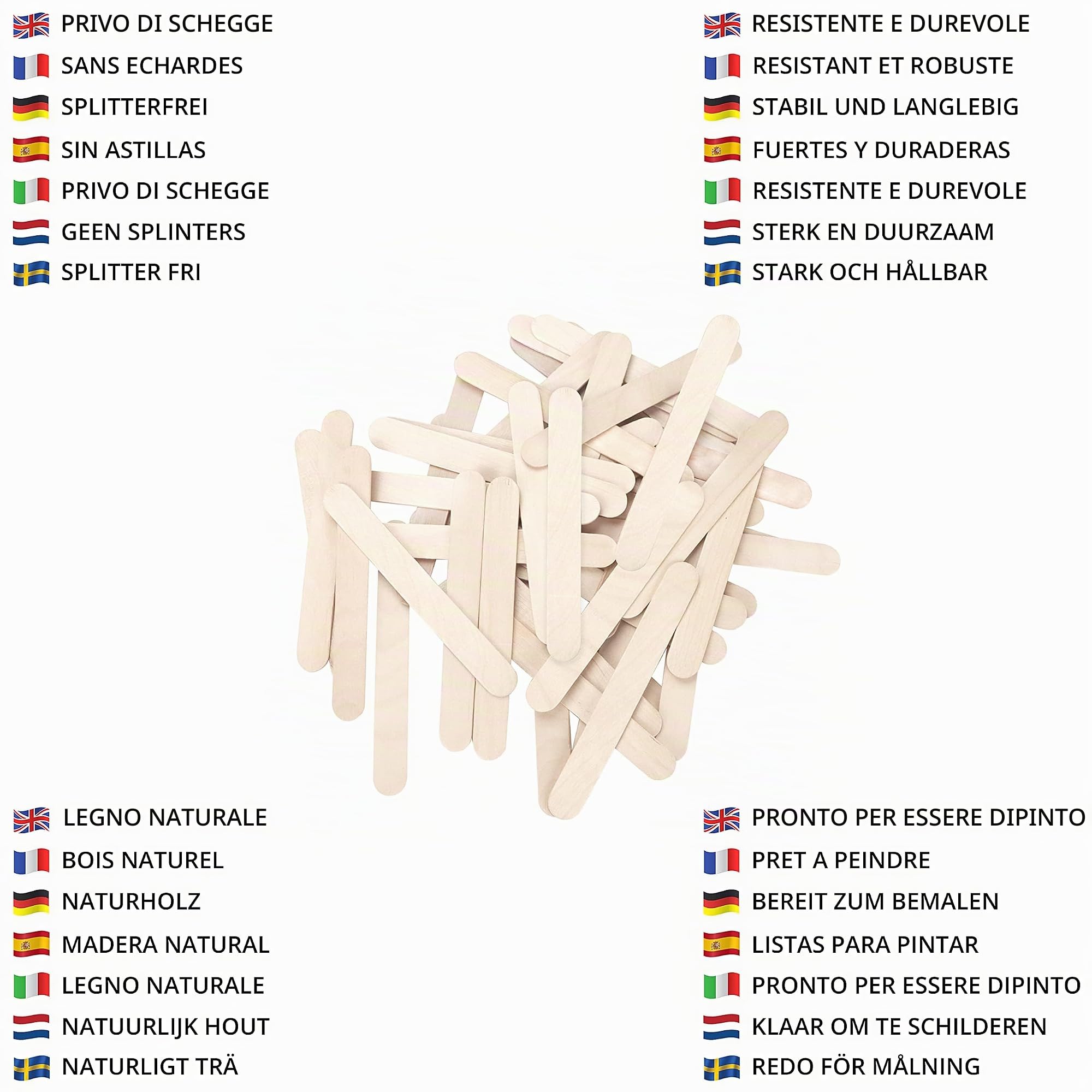 Belle Vous Baton de Lecca-lecca in legno naturale (confezione da 300) – 1,6 x 14,8 cm – Bastone di ghiaccio in legno massiccio liscio – per progetti artistici, lavori manuali per bambini e etichette