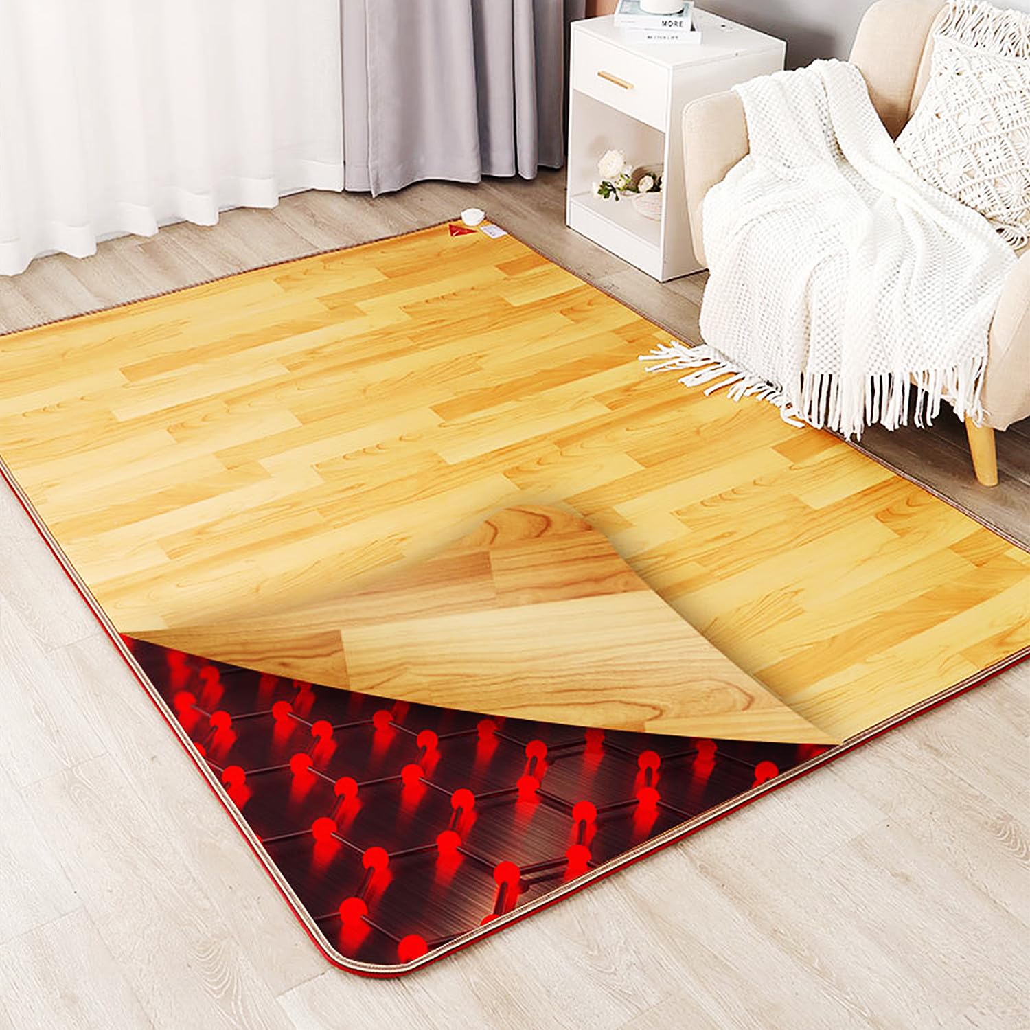Portable Heated Floor Mats Electric Infrared Heating Pads Adjustable Temperature Under Desk Foot Warmer Fast Heating Electric Carpet