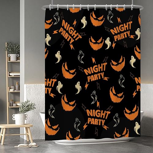 Miniatura 30 de Baocicco Juego de cortinas de ducha de fantasmas de Halloween, encantadores fantasmas de dibujos animados, divertidos trucos o tratos, cortinas de