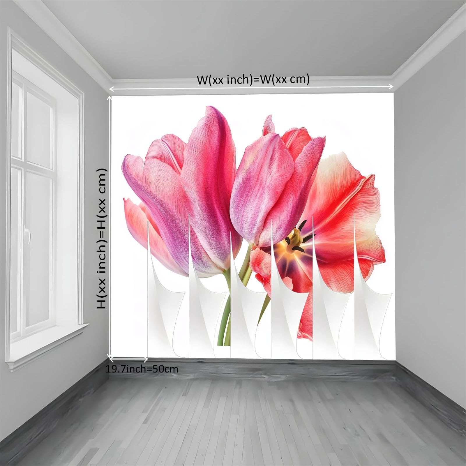 350 x 256 cm, fototapeta z włókniny, skromna na wymiar, w kształcie tulipana, elegancka, biała, fotorealistyczny, druk HD, tapeta na fizelinie, tapeta z motywem, dekoracja ścienna, dekoracja ścienna
