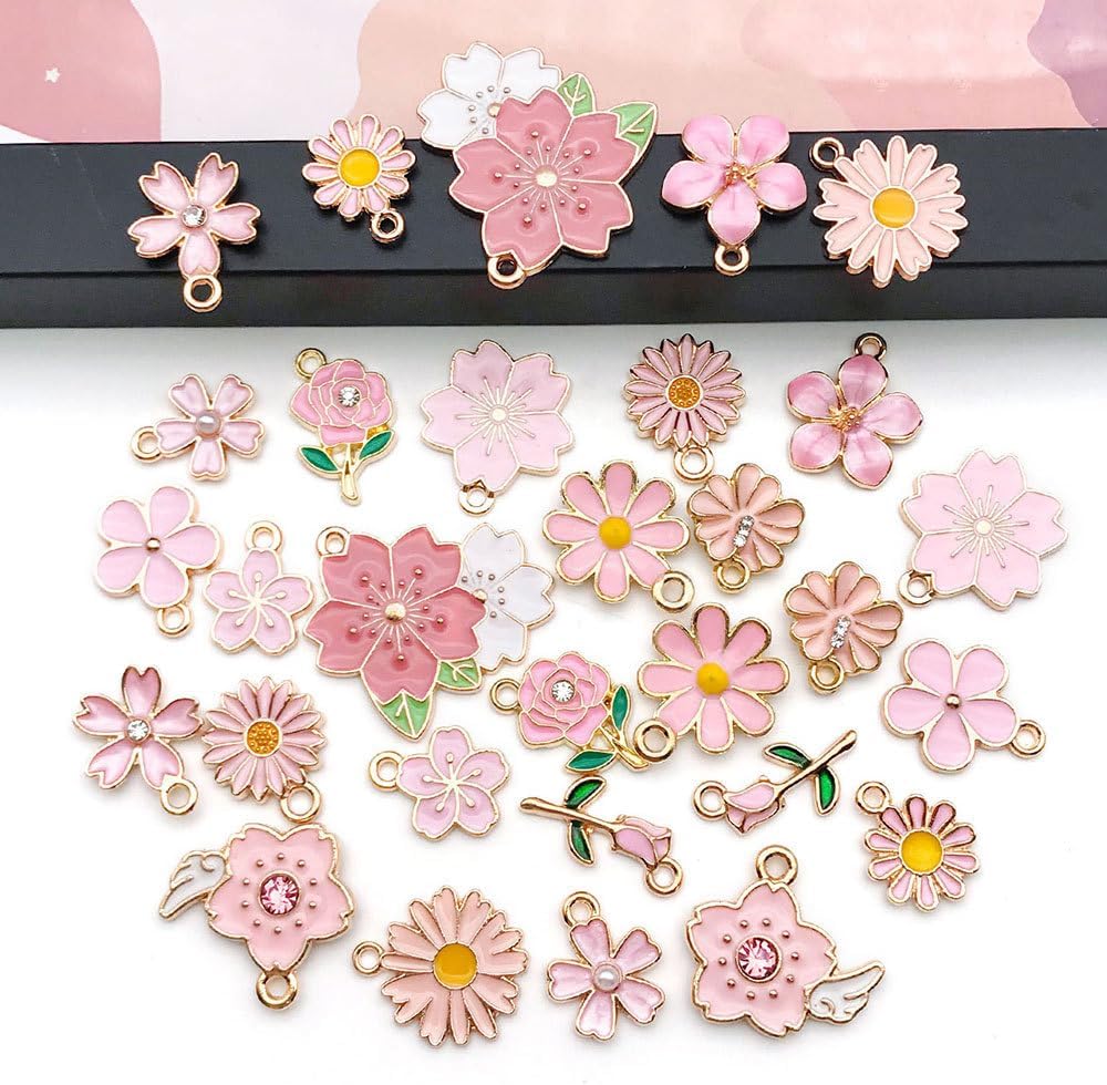 60pcs15 Types Flower Charms For Jewelry Making Enamel Flower Charms For Necklace Bracelet Earring for Gift that Office, Travel & DIY Creators - Image 6