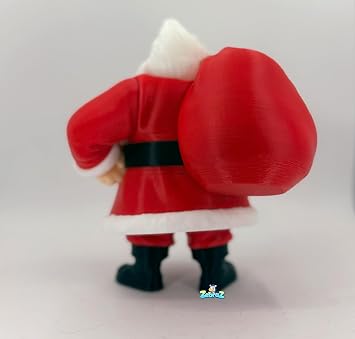 3D Printed Chunky Santa Claus Figurine 6.7 Cute Chubby Santa with Toy Sack Full-Color Christmas Holiday Decoration
