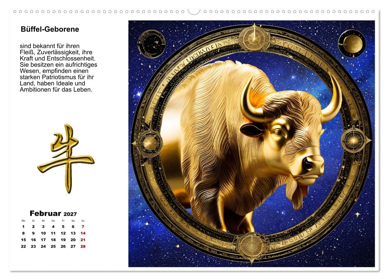 Chinesische Sternzeichen (hochwertiger Premium Wandkalender 2027 DIN A2 quer), Kunstdruck in Hochglanz: 2025 - das Jahr der Schlange (CALVENDO Hobbys)
