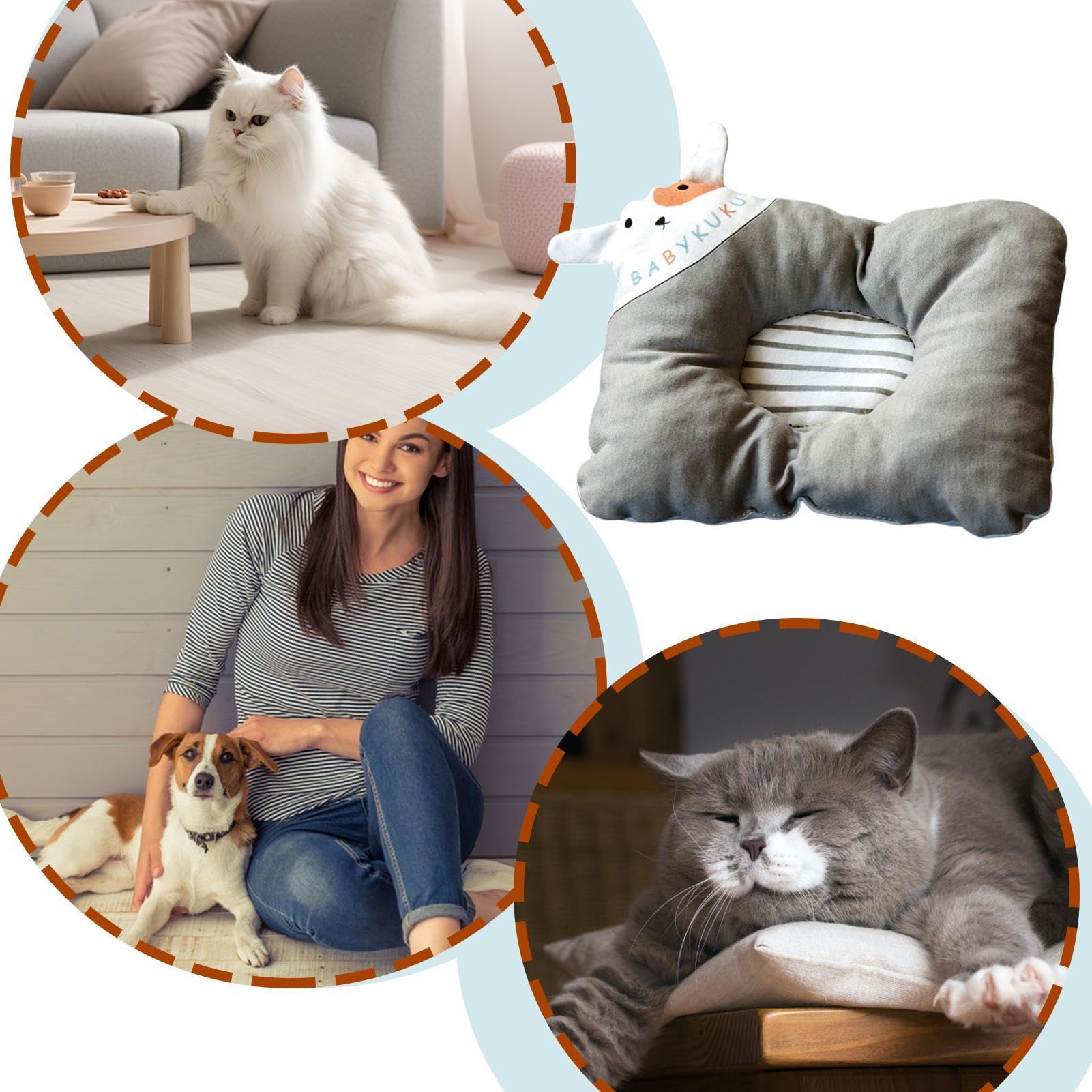 Oreiller apaisant pour chien | Oreiller de sommeil doux pour animal de compagnie | Oreiller en peluche confortable | Oreillers pour tête d'animaux de compagnie | Oreiller carré respirant et