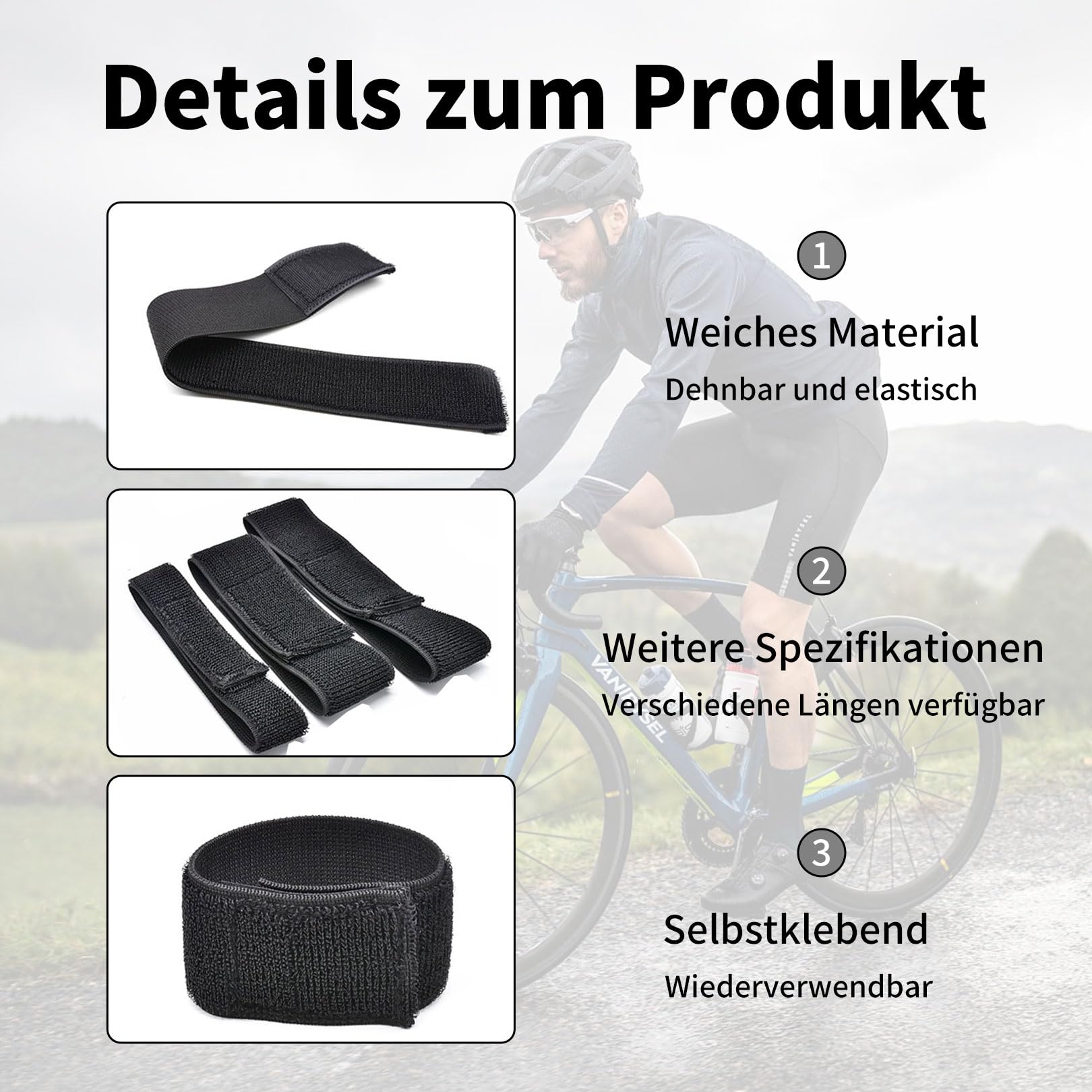 4 Mollette Elastiche Per Pantaloni Con Velcro: Fermapantaloni Per Ciclismo E Lavoro, Cinghie Regolabili Antiscivolo - 4