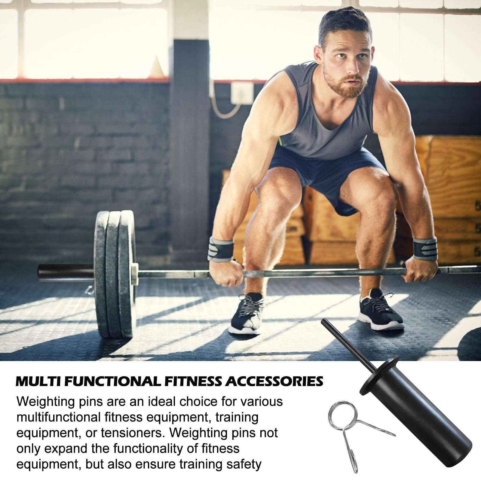 Pin da palestra per peso aggiuntivo, peso stack pin, lunghezza 110 mm, diametro 10 mm, paletta da palestra con 1 clip a molla, accessorio per centro fitness per accessori da palestra