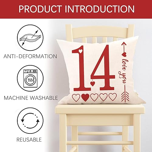 Miniatura 3 de Juego de 4 fundas de almohada decorativas con texto en inglés Happy Valentine's Day de 20 x 20 pulgadas, diseño de flechas de corazón rojo, porche,