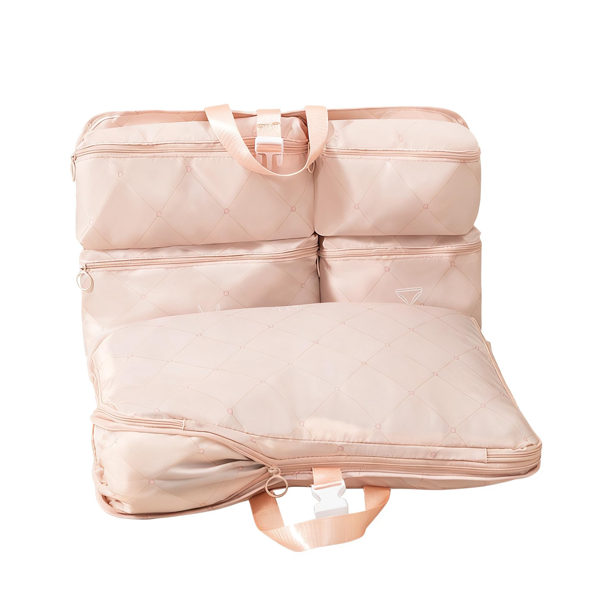 Alcxazs Pink Love Plaid Seven-In-One Compression Hanging B Garment Bags For Travel Pink Car Organizer Five Separate Compartment Storing Small Ite Neatly Organizers For Travel,