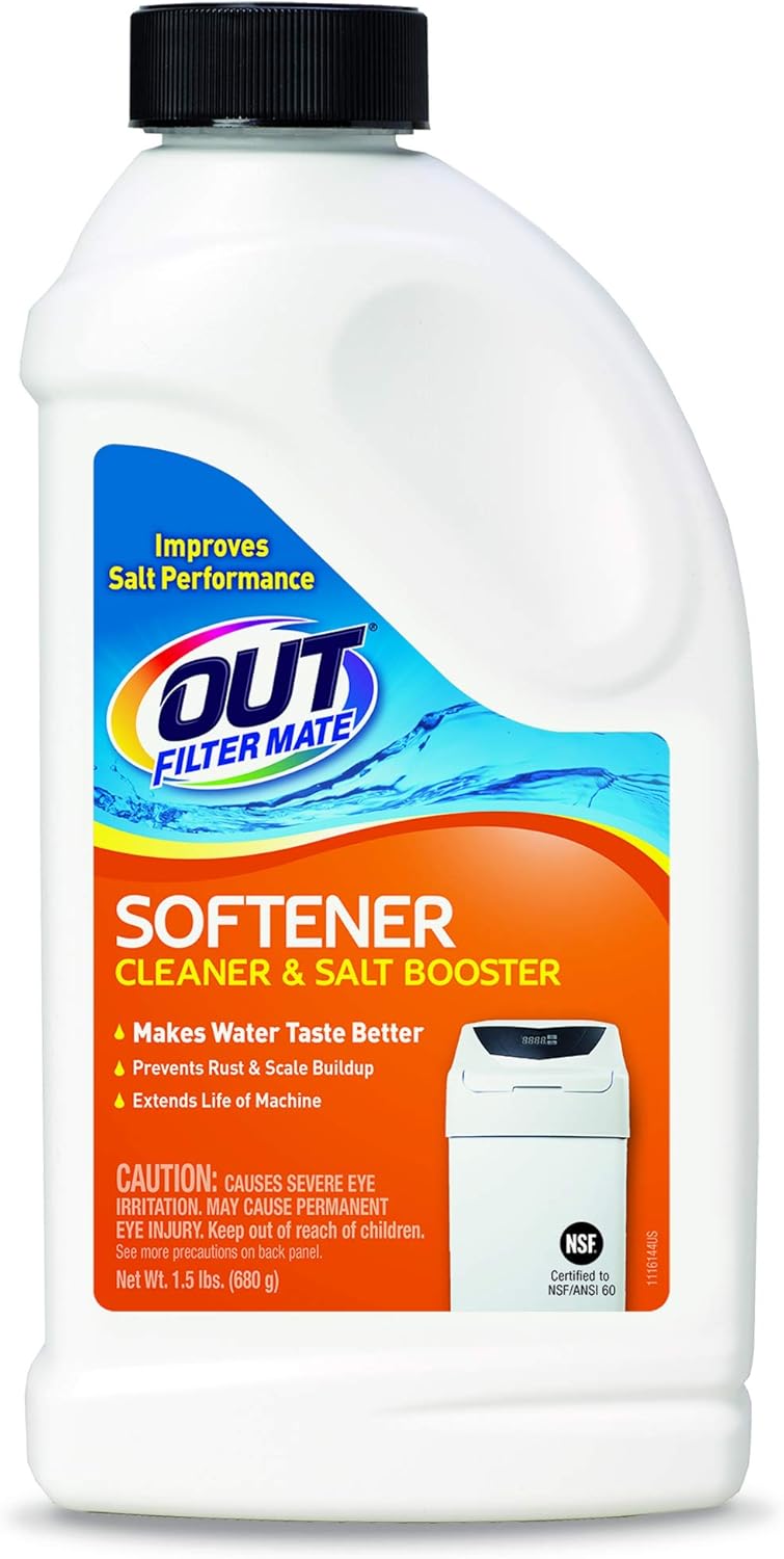 OUT Filter Mate Water Softener Cleaner and Salt Booster Powder, 24 oz Bottle 2-Pack : Home & Kitchen