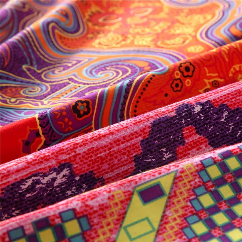 Omelas Bohemian Queen Duvet Cover Set Colorful Boho Floral Bedding Super Soft Microfiber Duvets Cover Queen Size Zipper Closure Tribal Exotic Comforter Cover (MJH,Q,3pcs) - Image 4