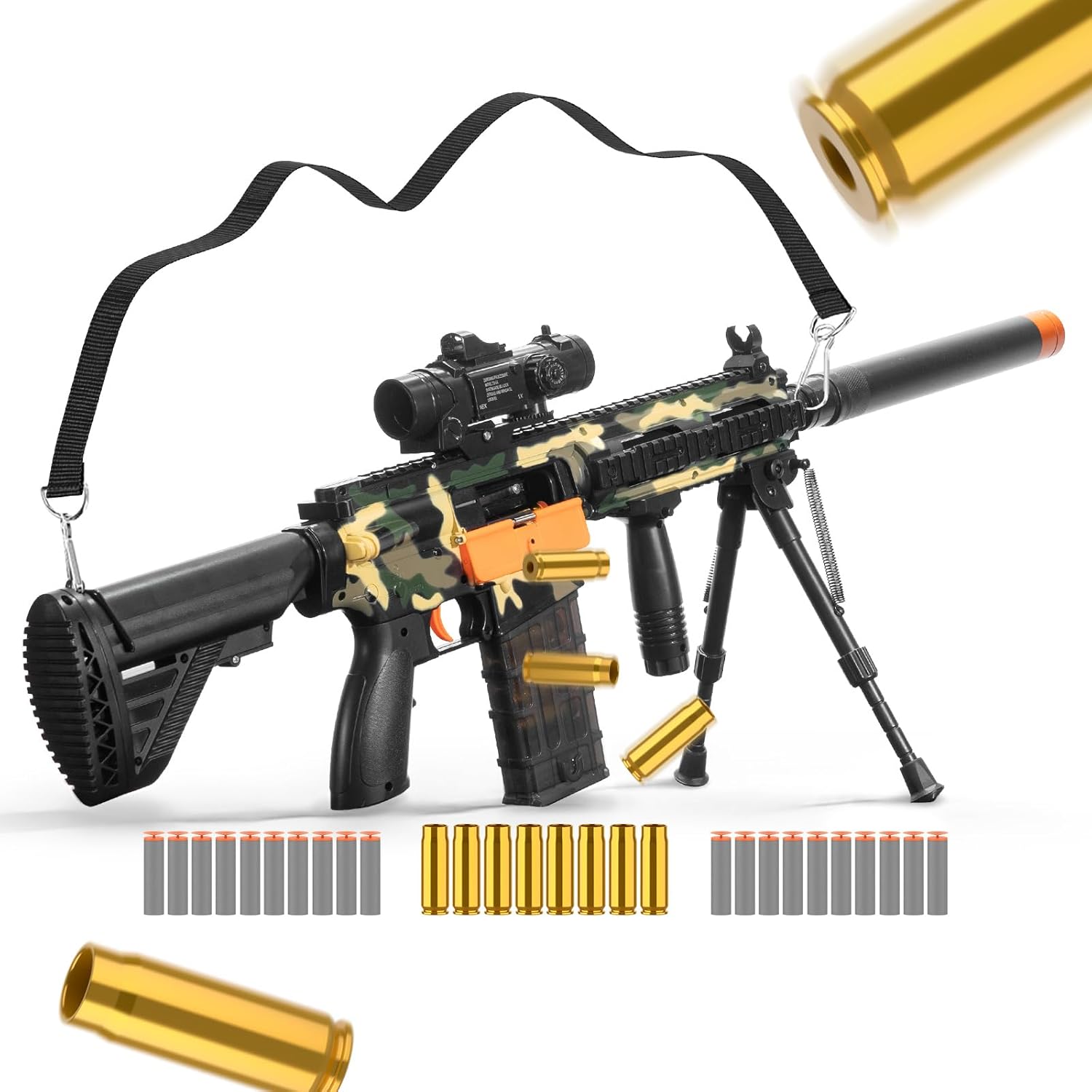JellyBullet Foam Blaster 721018, Larmside Manul Blaster with Soft Bullets, Shell Ejecting Foam Blaster Outdoor Game, Shooting Fun, Age 18+ (Green)