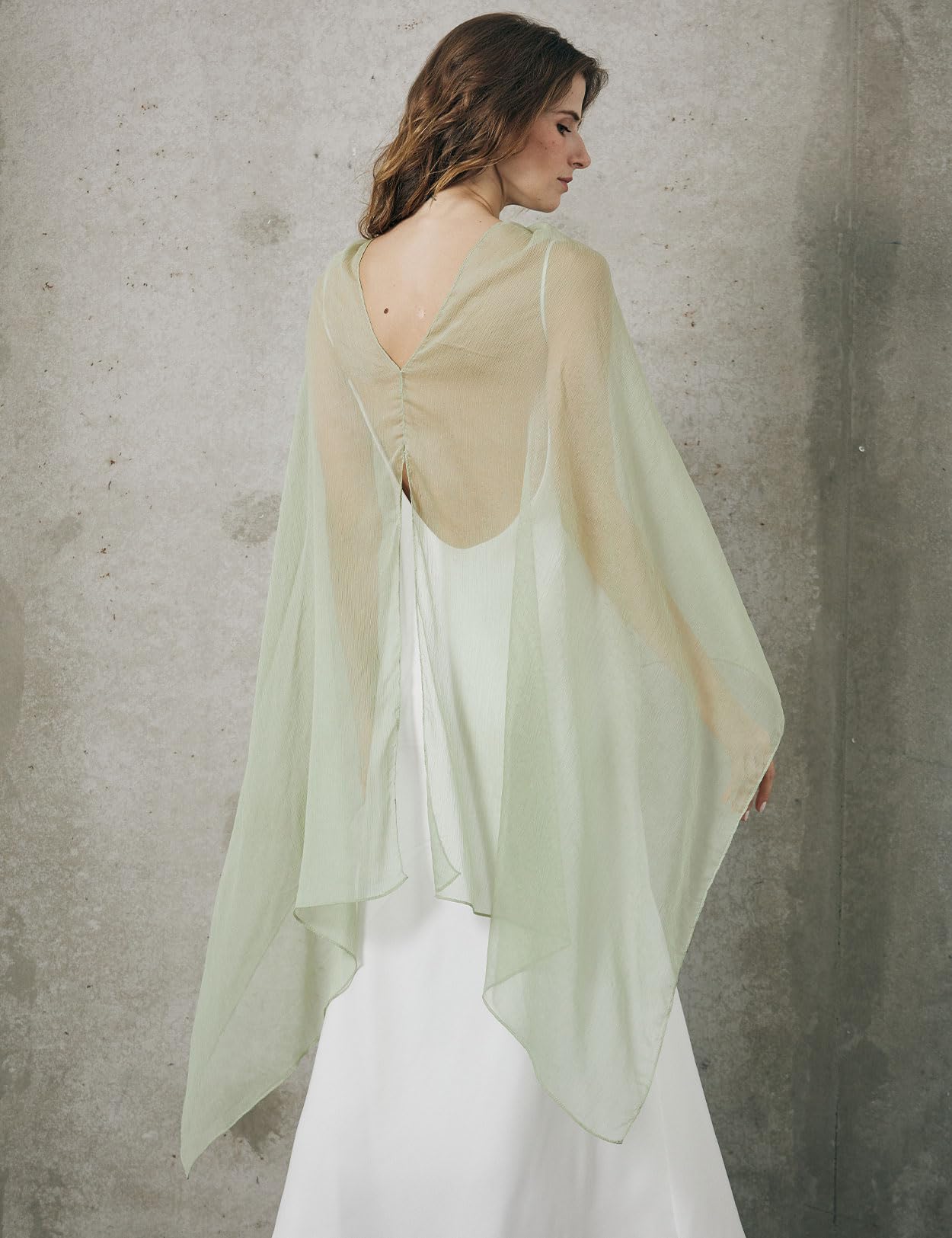 BEAUTELICATE Chal de Crepé Chiffon para Mujer Capa Gasa Fiesta Ligera para Novias Bodas y Vestidos de Noche