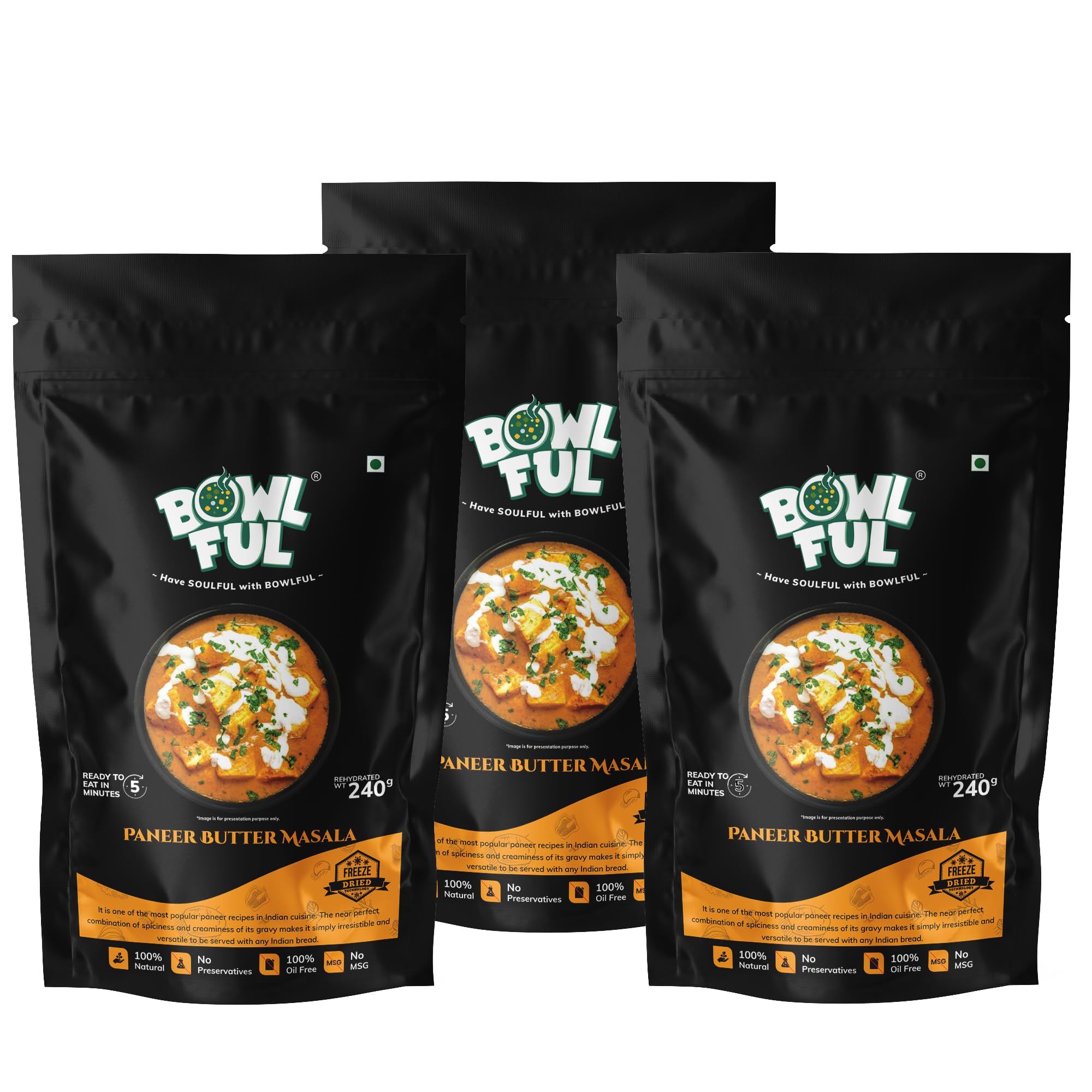 BowlFul Paneer Butter Masala, 75 GMS, Creamy Red Gravy with Cottage Cheese | Pure Natural, Freeze Dried Food (Pack of 3) (B09MQSWL2N) Amazon Price History, Amazon Price Tracker