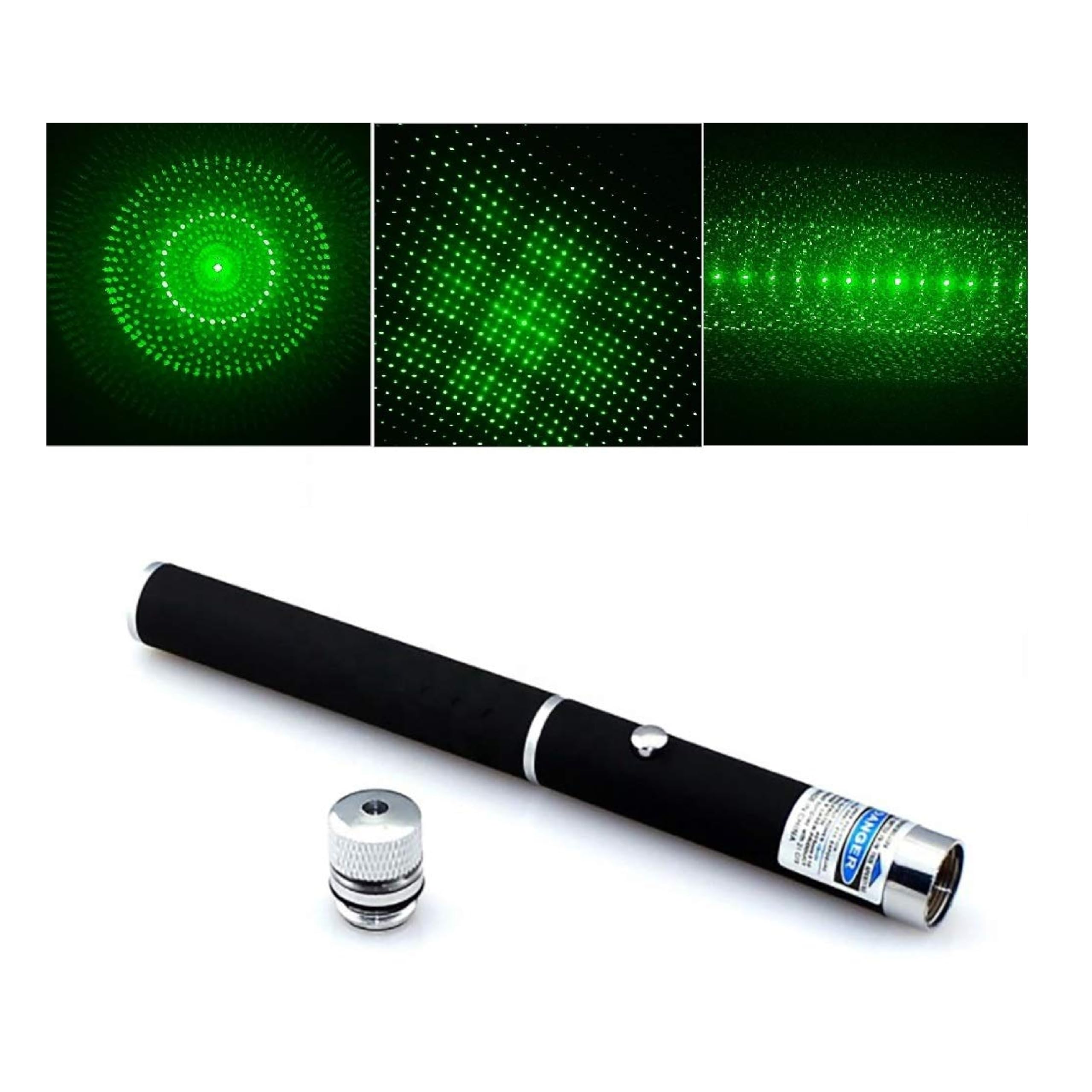 Omaya Green Laser Pointer Party Pen with Disco Lights, Up to 5 Miles Range, and 2 AAA Cells (Battery Included)