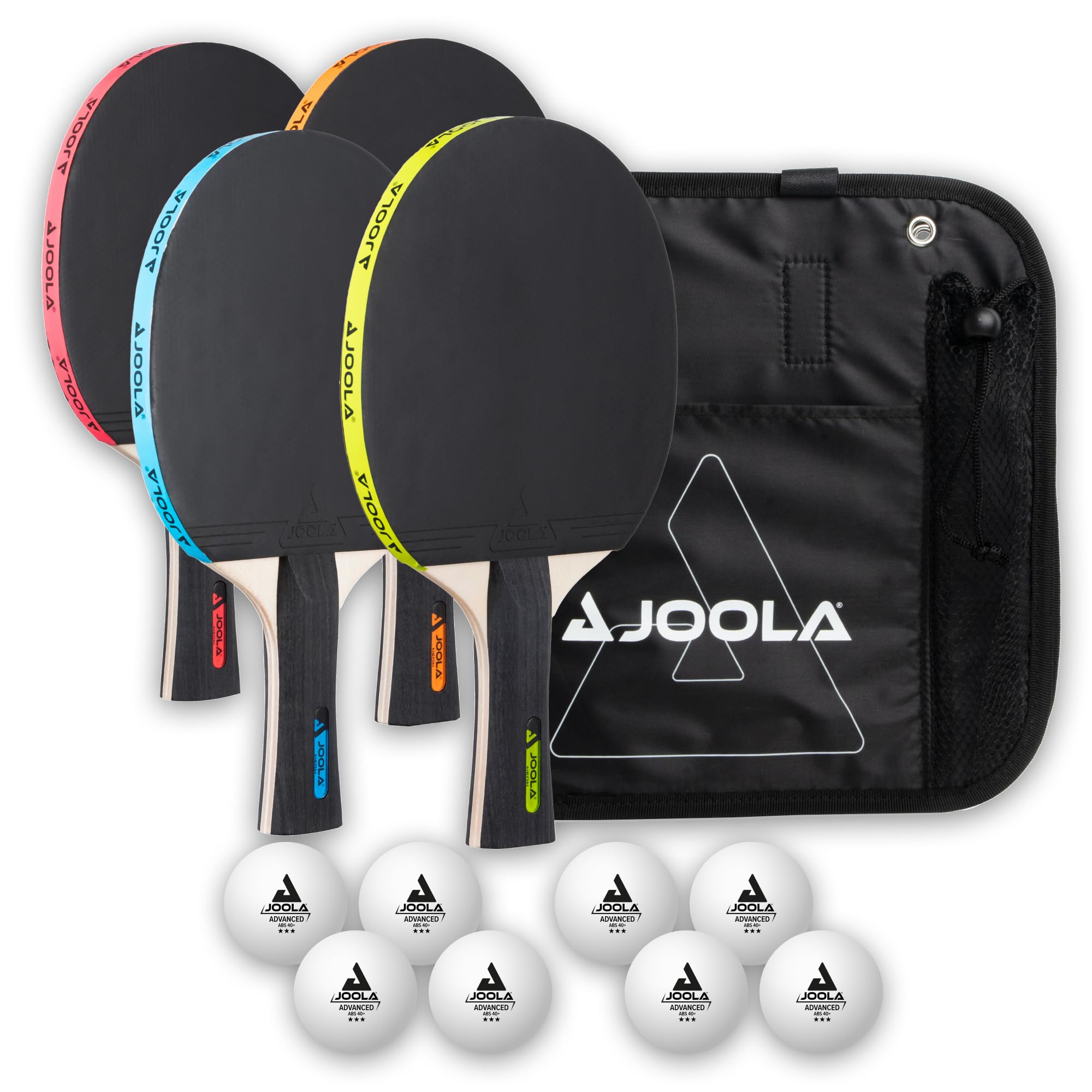 JOOLA Neon Table Tennis Set – 2 Colourful Paddles, 3 Balls & Case for Eye-Catching Play