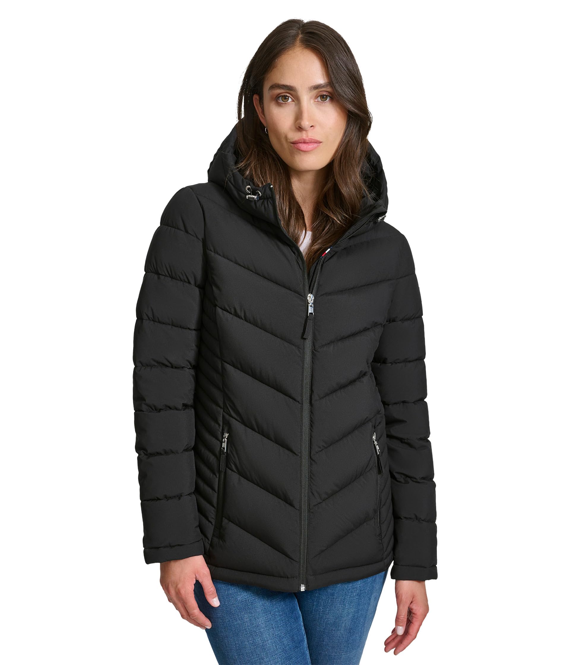 Tommy Hilfiger Women's Colorblocked Zip Up Jacket Brown Size X-Large main image 1