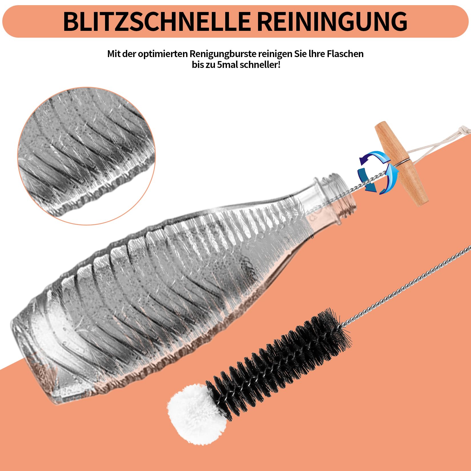 Spazzola Per Bottiglie Soda Stream Pulizia Spazzola Bottiglie Di Vetro Con Biberon Compatibili Con Testa Di Lana Bottiglie Di Gorgogliatore Bottiglie Per Bere