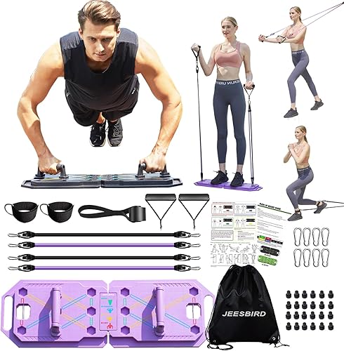 Tabla de levantamiento de pesas, barra de flexiones plegable portátil 18 en 1, asas de empuje para piso, equipo de entrenamiento en casa,