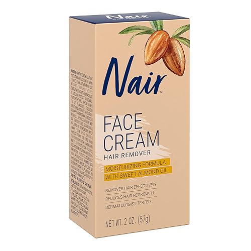 Miniatura 9 de Nair Crema facial hidratante removedor de cabello, con aceite de almendras dulces, 2 onzas (paquete de 2)