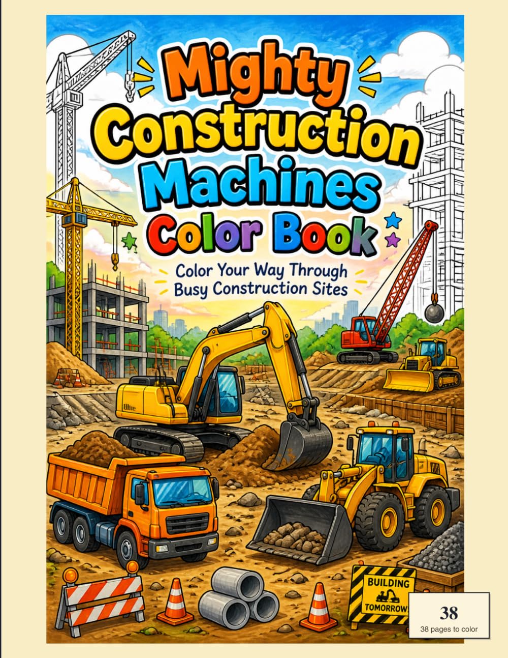 Mighty Construction Machines Color Book: Color Your Way Through Busy Construction Sites