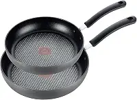 T-fal Ultimate Conjunto de 2 frigideiras antiaderentes de titânio anodizado rígido, 20 e 26 cm, cinza