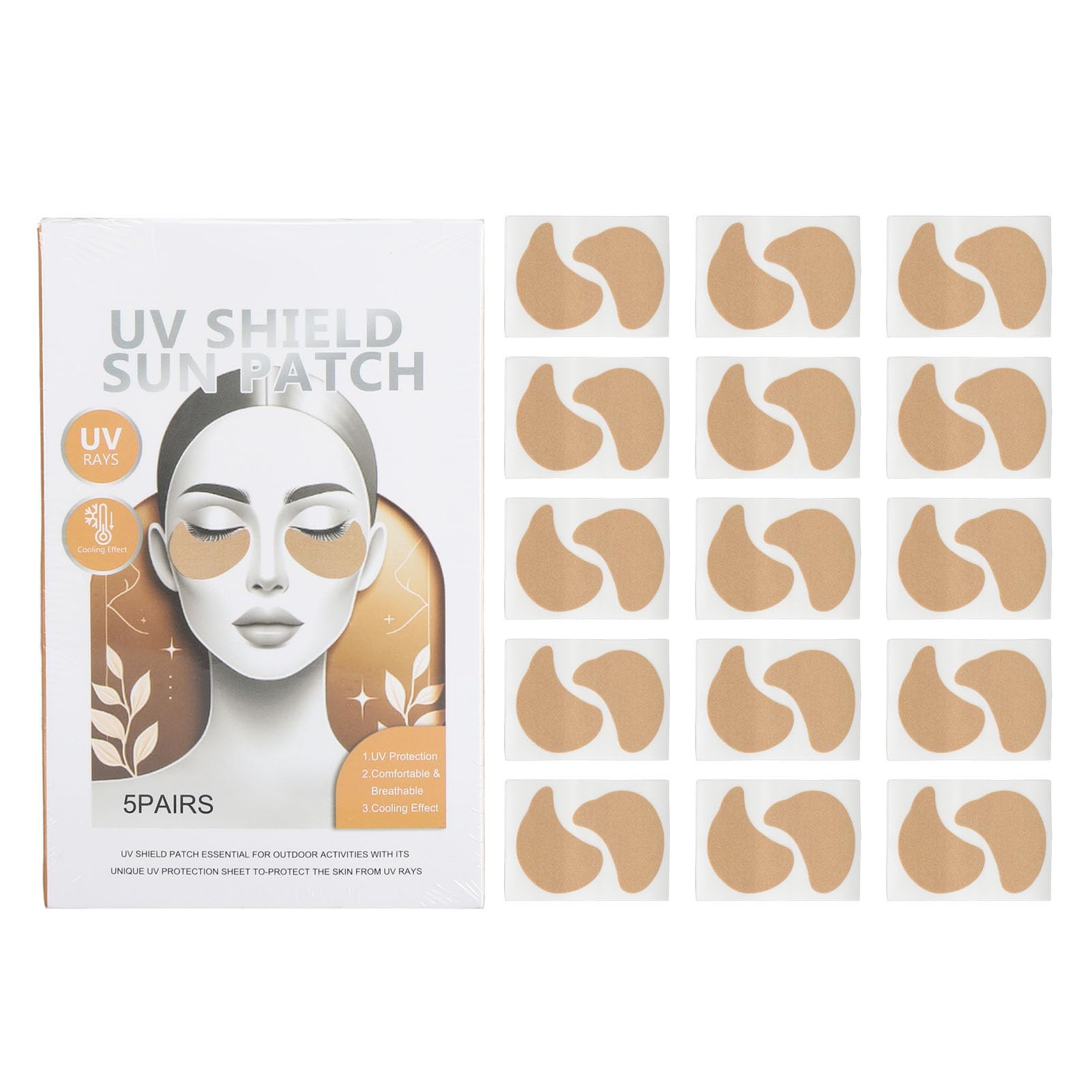 15 Pcs Sun Under Eye Patch, Patches for Sun UV Facial Patches for Running Hiking Fishing, Default