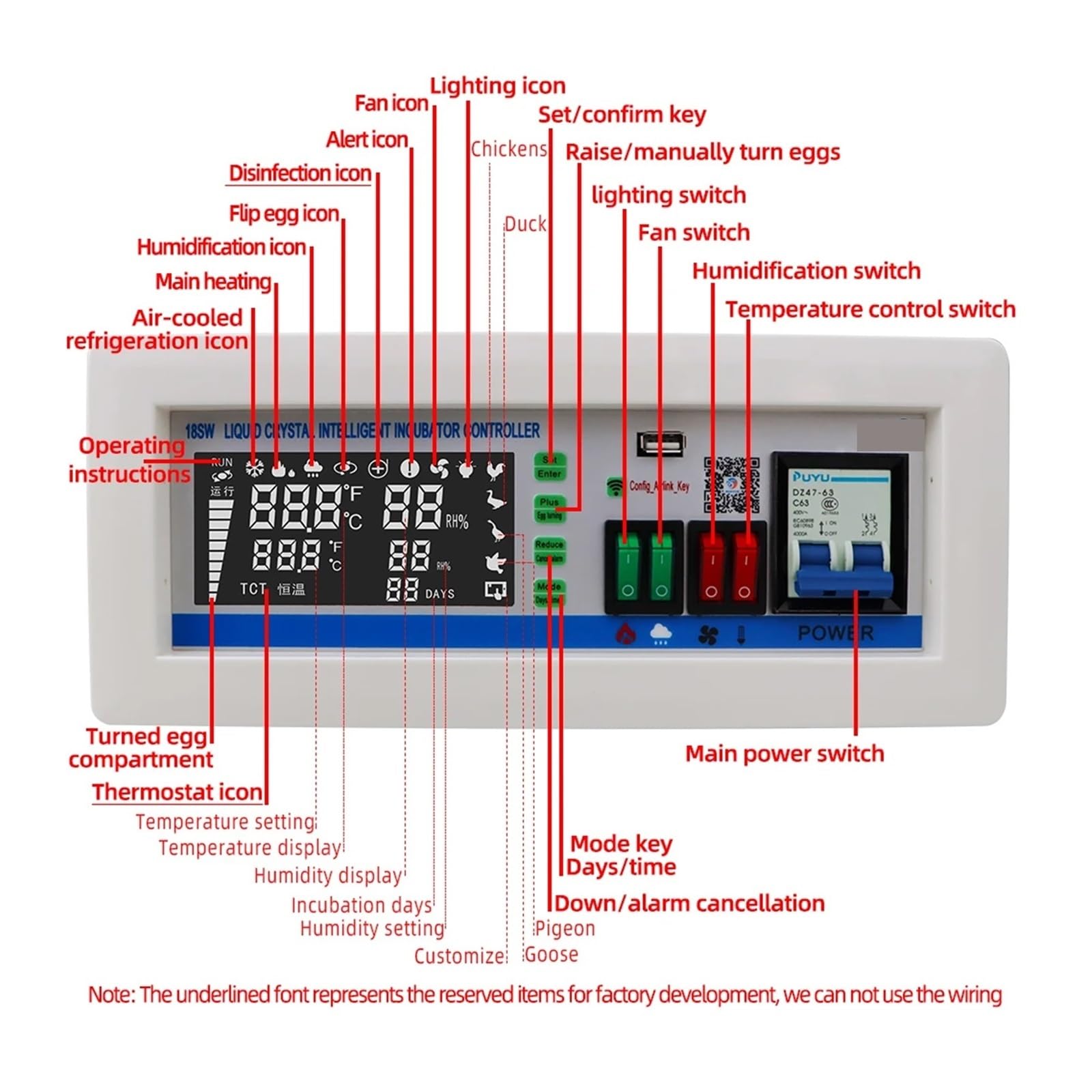 Kontroler Temperatury, XM-18SW Inteligentny inkubator do jaj Automatyczny regulator temperatury i wilgotności Inkubator do jaj System sterowania aplikacją Maszyna wylęgarnia