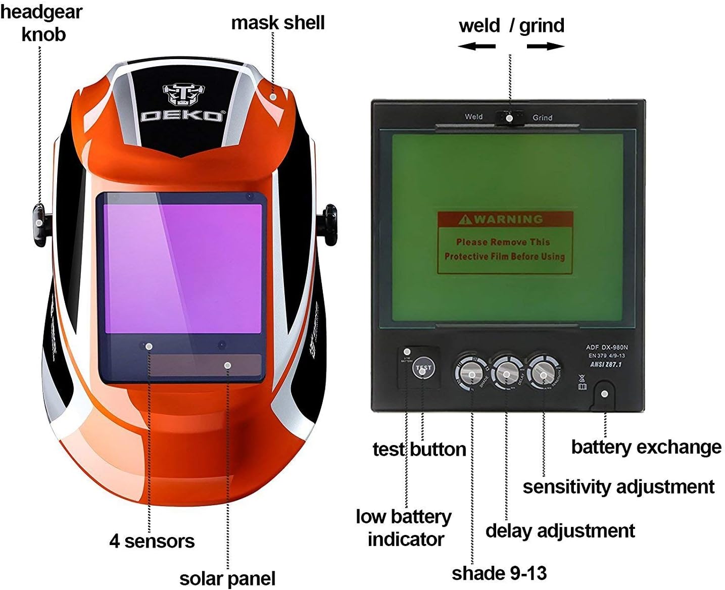 Rеvіеw Prоduсt DEKOPRO Welding Helmet Auto Darkening Solar Powered wide viewing field Professional Hood with Wide Lens Adjustable Shade Range 4/9-13 for Mig Tig Arc Weld Grinding Welder Mask 80% оƒƒ Dіѕсоunt DEKOPRO Welding Helmet Auto Darkening Solar Powered wide viewing field Professional Hood with Wide Lens Adjustable Shade Range 4/9-13 for Mig Tig Arc Weld Grinding Welder Mask