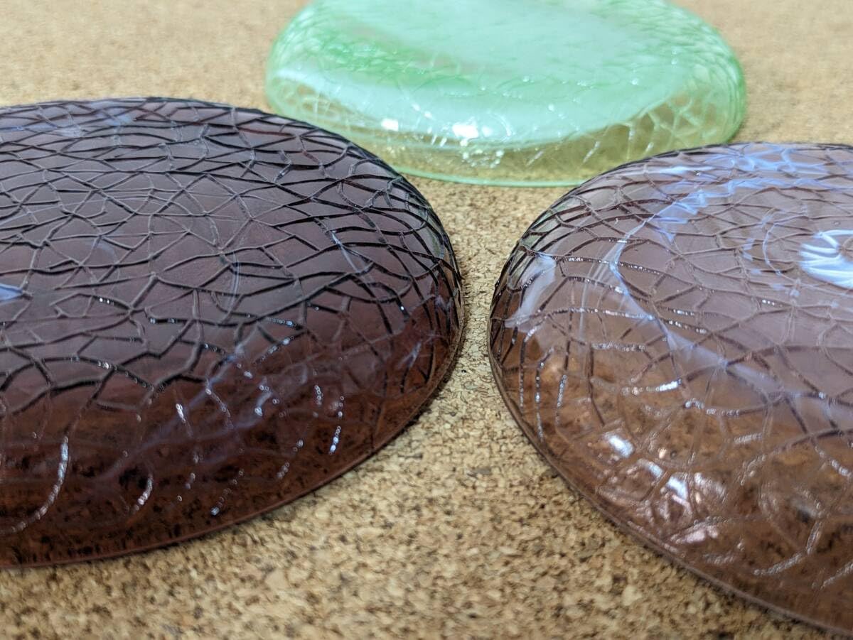 ガラス菓子器メロン型ひび割れ模様
