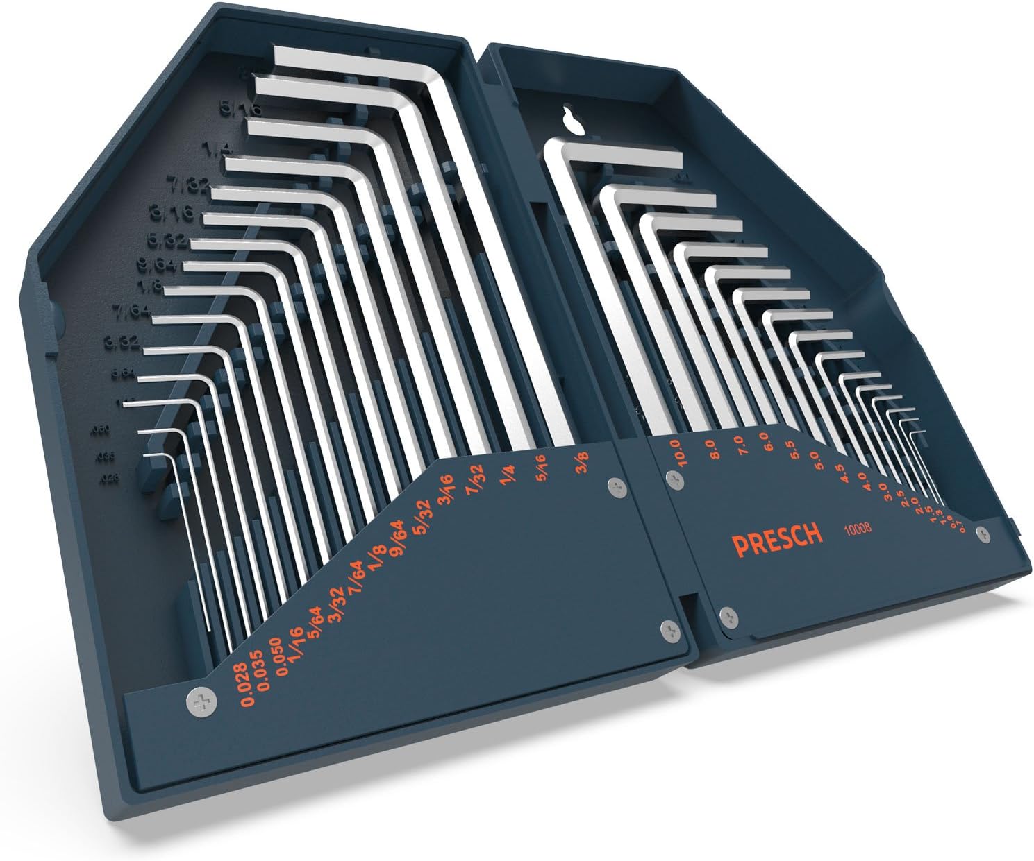 – PRESCH Hex Key Set HX 30pcs. - Metric and Imperial Hex Keys - Large Hexagon Keys, Wrench in one Compact Box for Hanging up